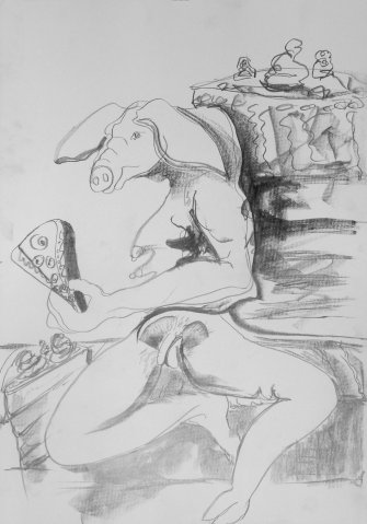 martin franke der tag am hedonismus-66x48 zeichnung 2014001